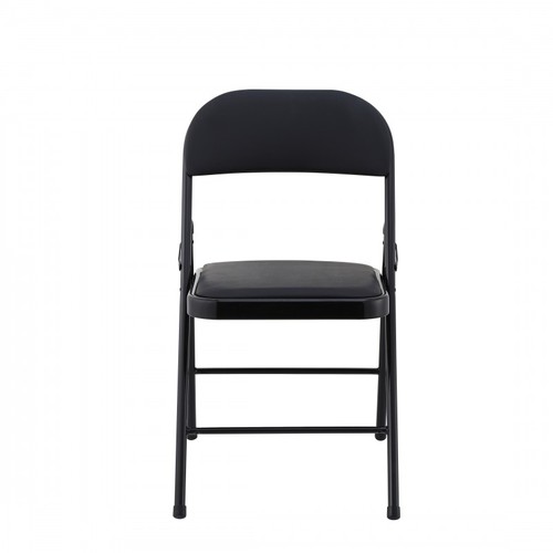 Silla SMART, plegable, metal, epoxi negro, vinilo negro