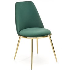 Silla TAVIRA, metal, cromado dorado, tapizado velvet verde oscuro