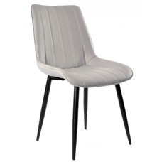 Silla YUCCA, metal negro, tapizado similpiel gris claro