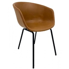 Sillón MISSOURI, metal, similpiel marrón claro