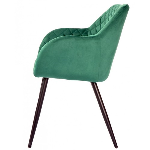 Sillón ROLANDO, metal, tapizado velvet 56 verde oscuro