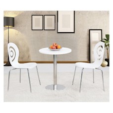 Silla PINSAPO, apilable, acero inoxidable, laminado blanco roto