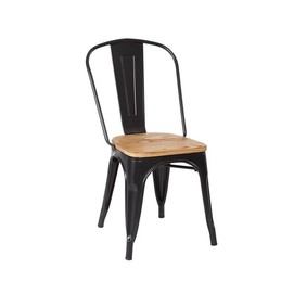 Silla TOL, acero, madera, negra