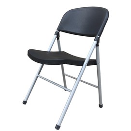 Silla BEACH, plegable, metal plata, polipropileno negro