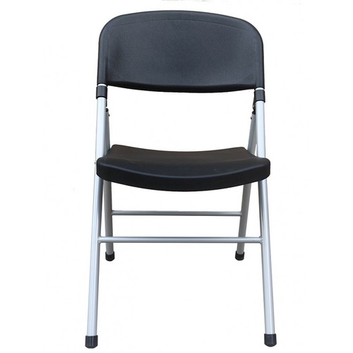 Silla BEACH, plegable, metal plata, polipropileno negro