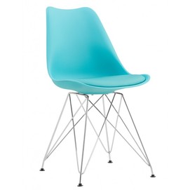 Silla BELLA (SU), cromada, carcasa y cojín turquesa