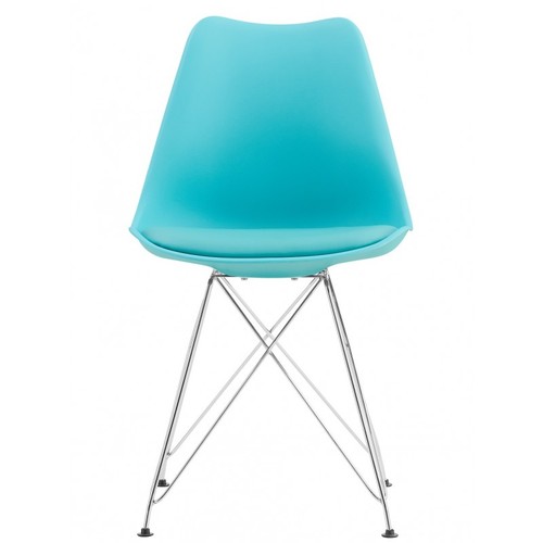 Silla BELLA (SU), cromada, carcasa y cojín turquesa