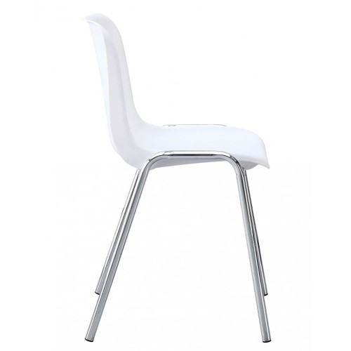 Silla CARCASA, apilable, cromada, polipropileno blanco