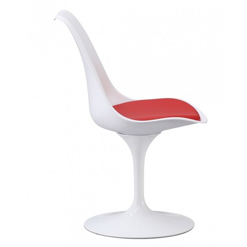 Silla TUL MT, metal, polipropileno blanco, cojín rojo