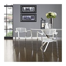 Sillón ALBENIZ, cromado, polipropileno blanco