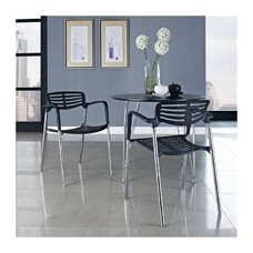 Sillón ALBENIZ, cromado, polipropileno negro