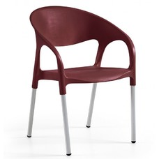 Sillón MOON, aluminio, polipropileno burdeos*