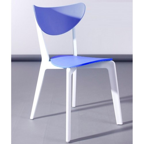 Silla LINA, apilable, polipropileno blanco y azul