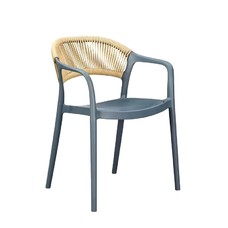 Sillón IBIZA, apilable, tratamiento anti UV, polipropileno gris oscuro, cuerda natural