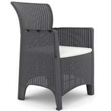 Sillón ILEÓN, polipropileno antracita, cojín beige