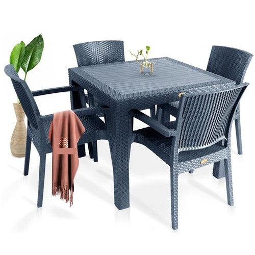 Sillón LIDO, apilable, polipropileno gris oscuro