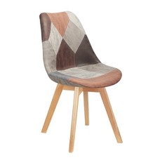 Silla TORRE 4P, madera, patchwork, tejido técnico marrón-gris