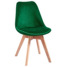 Silla TORRE VELVET, madera, carcasa y cojín velvet verde oscuro