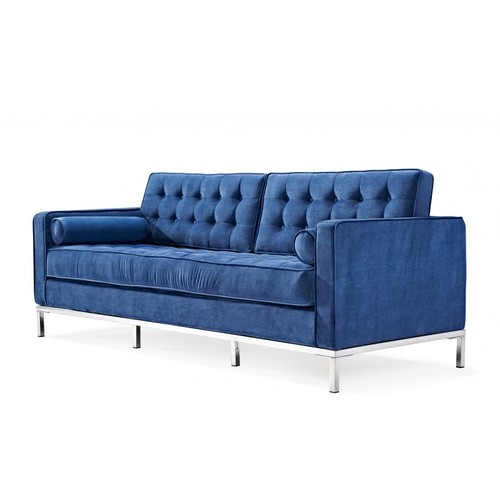 Sofá ARLES, 3 plazas, tejido velvet azul