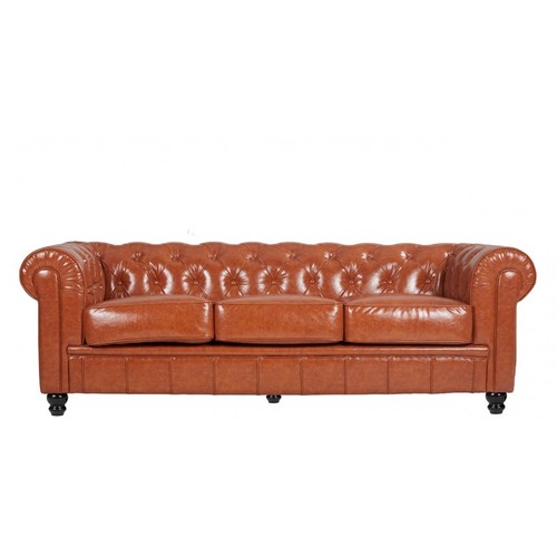 Sofá CHESTER NEW, 3 plazas, similpiel cuero vintage