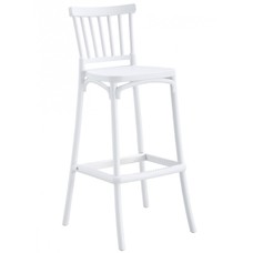 Taburete MILOS, tratamiento anti UV, polipropileno blanco