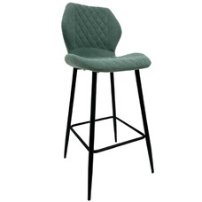 Taburete DINARD, metal, tapizado tejido linen verde