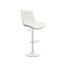 Taburete IVONNE, metal blanco, tapizado similpiel blanca