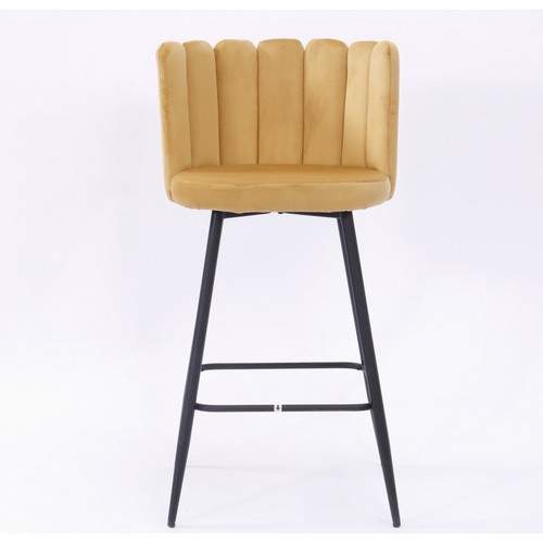 Taburete RAMSES, metal, tapizado velvet amarillo