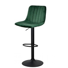 Taburete YUCCA, regulable, metal negro, tapizado velvet verde