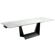 Mesa comedor extensible rectangular mármol porcelánico y acero negro Mesa comedor extensible rectangular mármol porcelánico y acero negro