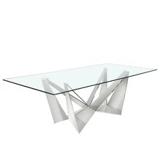 Mesa comedor rectangular cristal templado y acero cromado