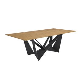 Mesa comedor rectangular roble y acero negro