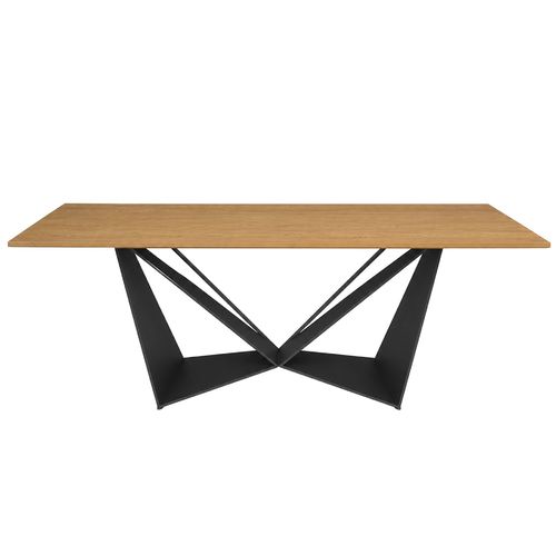 Mesa comedor rectangular roble y acero negro