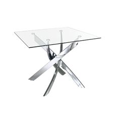 Mesa comedor cuadrado cristal templado y acero cromado Mesa comedor cuadrado cristal templado y acero cromado
