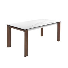 Mesa comedor extensible rectangular mármol porcelánico y nogal Mesa comedor extensible rectangular mármol porcelánico y nogal