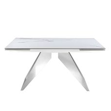 Mesa comedor extensible rectangular mármol porcelánico y acero cromado Mesa comedor extensible rectangular mármol porcelánico y acero cromado
