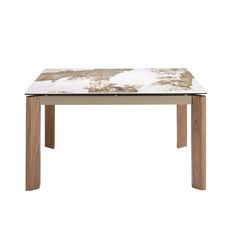 Mesa comedor extensible rectangular mármol porcelánico y nogal Mesa comedor extensible rectangular mármol porcelánico y nogal