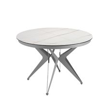 Mesa comedor extensible redonda mármol porcelánico y acero gris Mesa comedor extensible redonda mármol porcelánico y acero gris