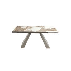 Mesa comedor extensible rectangular mármol porcelánico y acero gris taupé Mesa comedor extensible rectangular mármol porcelánico y acero gris taupé