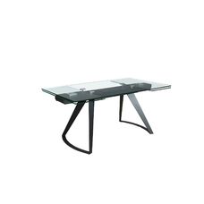 Mesa comedor extensible rectangular cristal templado y acero negro Mesa comedor extensible rectangular cristal templado y acero negro