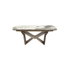 Mesa comedor extensible ovalada barril mármol porcelánico y acero taupé metalizado Mesa comedor extensible ovalada barril mármol porcelánico y acero taupé metalizado