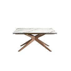 Mesa comedor extensible rectangular mármol porcelánico y nogal Mesa comedor extensible rectangular mármol porcelánico y nogal