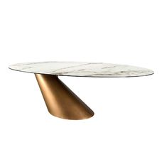 Mesa comedor ovalada mármol porcelánico y acero color bronce Mesa comedor ovalada mármol porcelánico y acero color bronce