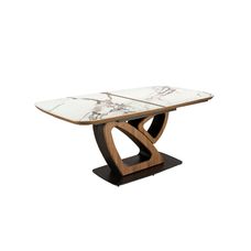 Mesa comedor extensible ovalada barril mármol porcelánico y nogal Mesa comedor extensible ovalada barril mármol porcelánico y nogal