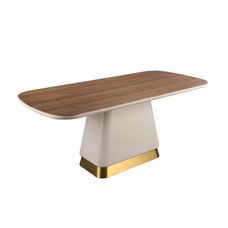 Mesa comedor rectangular nogal y madera beige