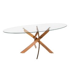 Mesa comedor ovalada cristal templado y acero rosa Mesa comedor ovalada cristal templado y acero rosa