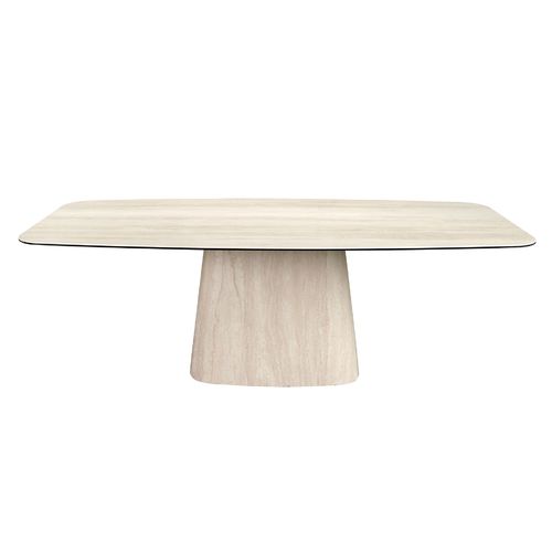 Oval barrel dining table in porcelain marble
