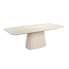 Oval barrel dining table in porcelain marble