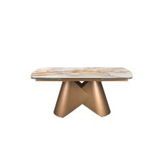 Mesa comedor extensible ovalada barril mármol porcelánico y acero color bronce Mesa comedor extensible ovalada barril mármol porcelánico y acero color bronce
