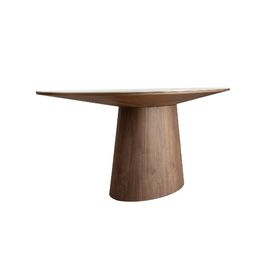Mesa comedor ovalada mármol porcelánico y nogal